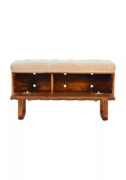 Artisan Furniture U-Shape Chestnut Diamond Carved Mud Linen Storage Bench 5 Artisan Furniture U-Shape Chestnut Diamond Carved Mud Linen Storage Bench - Image 5