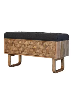 Artisan Furniture U-Shape Diamond Carved Black Tweed Storage Bench -Outlet Artisan Furniture Store Belk 574