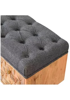Artisan Furniture U-Shape Diamond Carved Black Tweed Storage Bench -Outlet Artisan Furniture Store Belk 576