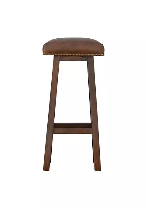 Artisan Furniture Buffalo Leather Bar Stool with Brass Studs 1 Artisan Furniture Buffalo Leather Bar Stool with Brass Studs