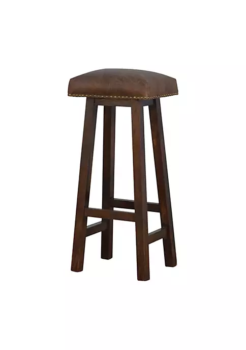 Artisan Furniture Buffalo Leather Bar Stool with Brass Studs 3 Artisan Furniture Buffalo Leather Bar Stool with Brass Studs - Image 3