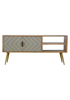 Artisan Furniture Sleek Cement Brass Inlay Media Unit -Outlet Artisan Furniture Store Belk 723