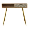 Artisan Furniture Sleek Cement Brass Inlay Writing Desk
