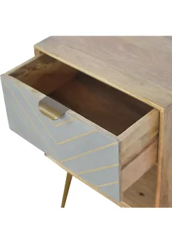 Artisan Furniture Sleek Cement Brass Inlay Nightstand with Open Slot -Outlet Artisan Furniture Store Belk 816