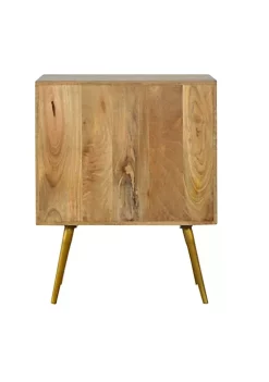 Artisan Furniture Sleek Cement Brass Inlay Nightstand with Open Slot -Outlet Artisan Furniture Store Belk 817