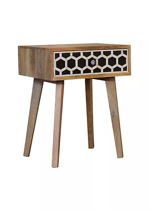 Artisan Furniture Bone Inlay Bedside with Tapered Legs 3 Artisan Furniture Bone Inlay Bedside with Tapered Legs - Image 3