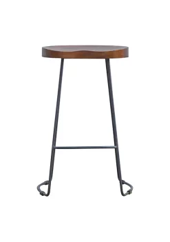 Artisan Furniture Industrial Bar Stool with Chunky Wood Seat